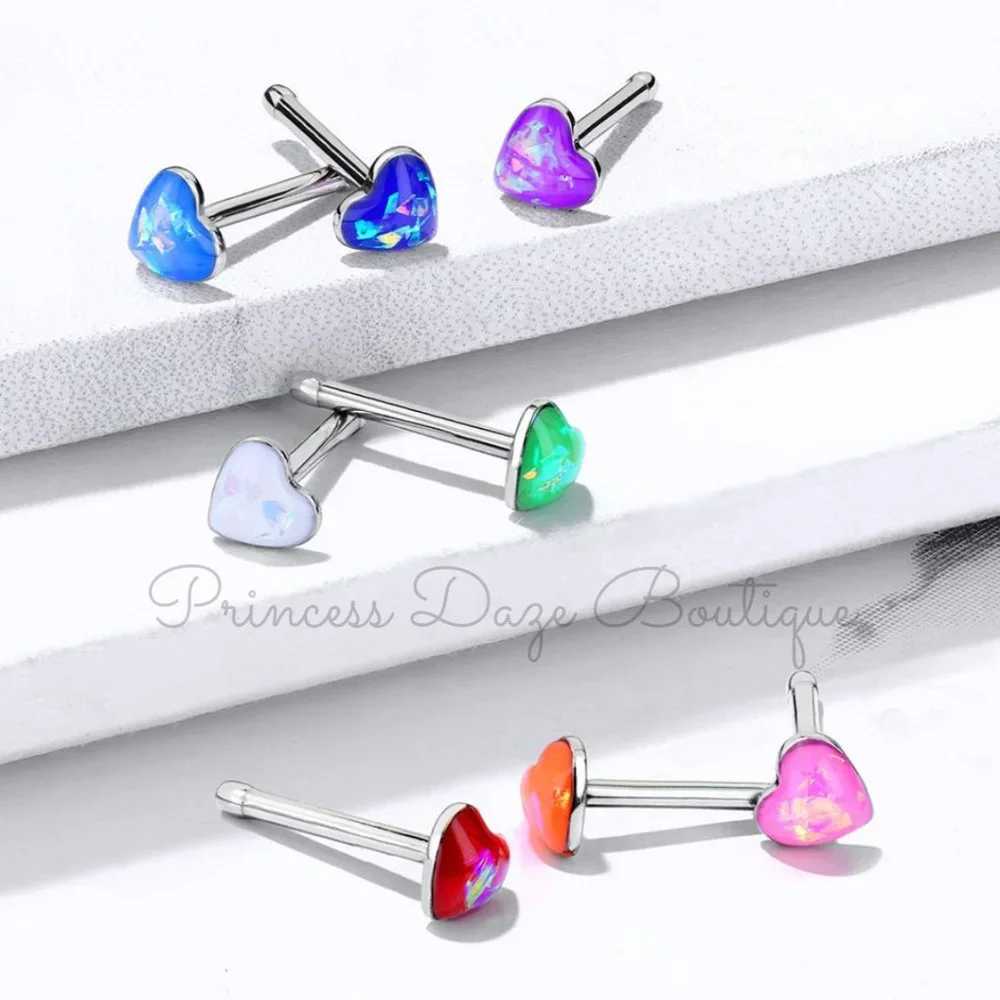 Heart Opal‎ Nose Rings